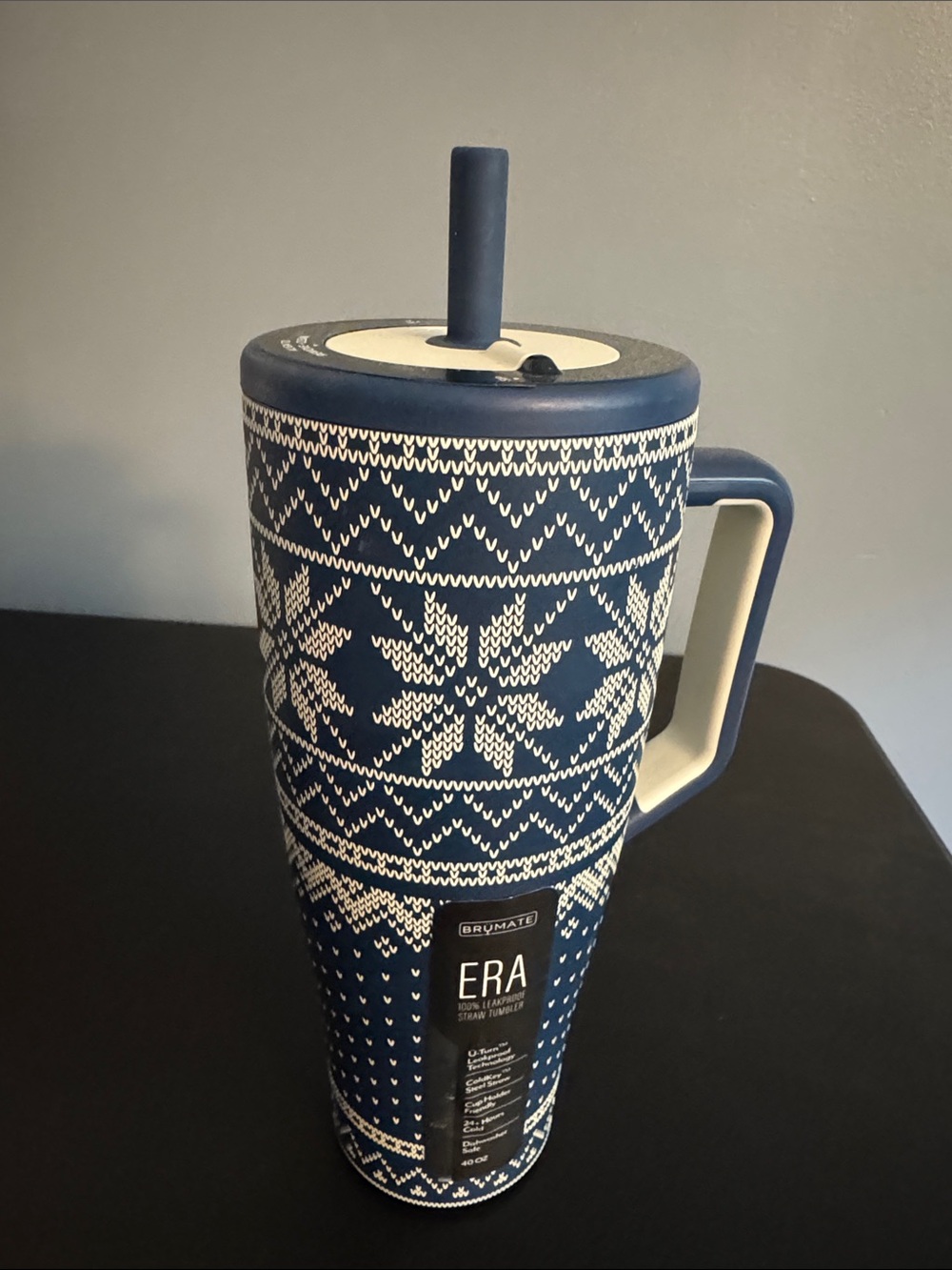 Brumate ERA Insulated Travel Mug in Blue with Knit-Pattern